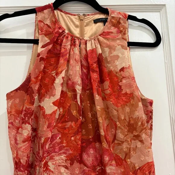 Alex Marie formal red and metallic sleeveless ruffle floral dress, Sz 6, EUC - Picture 3 of 9